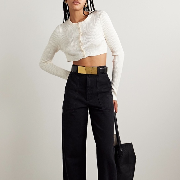 KHAITE Medium Axel Belt in Black Leather / Gold Size 80 main image 6